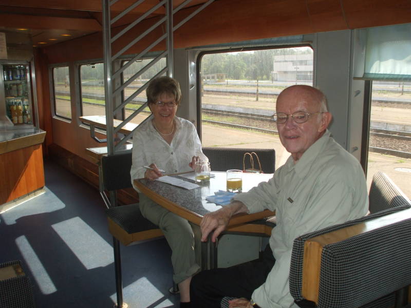 Lounge car on the EuroCity train.