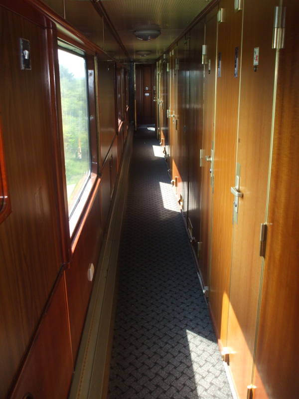 Sleeper car passageway on the EuroCity train.