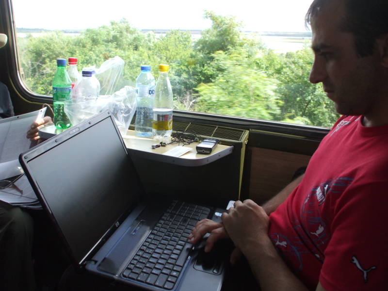 Interior of a Bulgarian passenger train car.