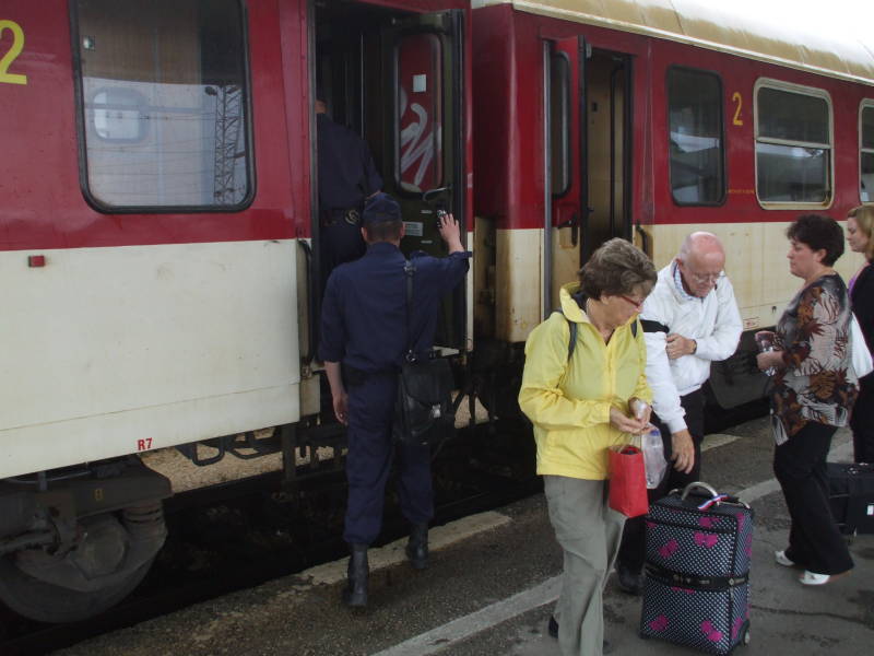 Bulgarian passenger train arrives in Gorna Oryakhovitsa.