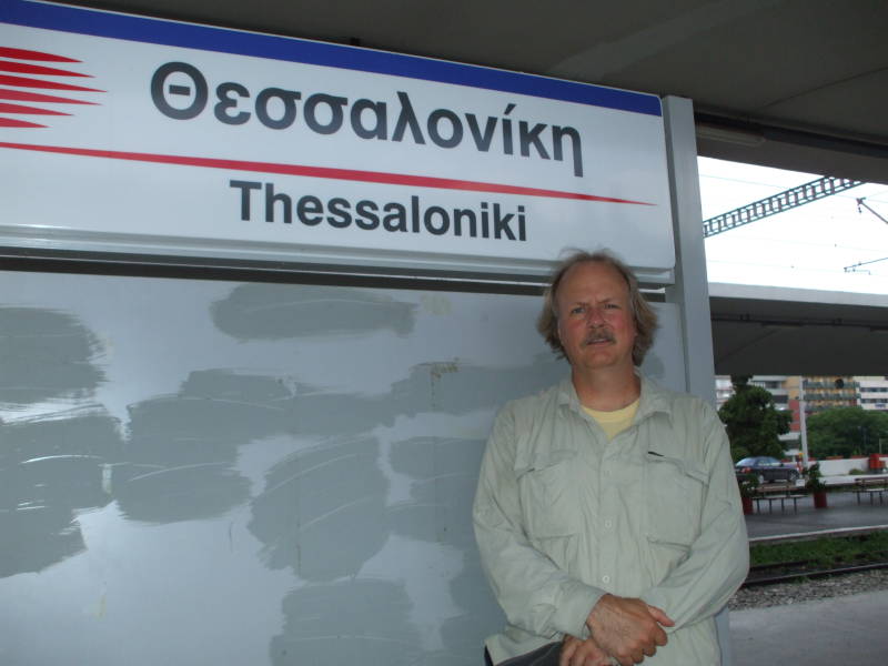 Bob Cromwell at the Thessaloniki train station.