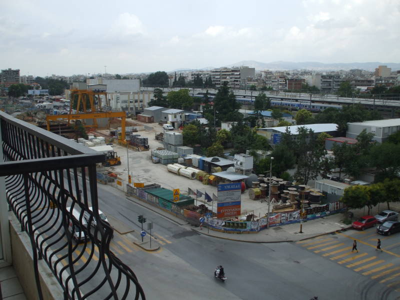 Thessaloniki train station as seen from Hotel Rex.