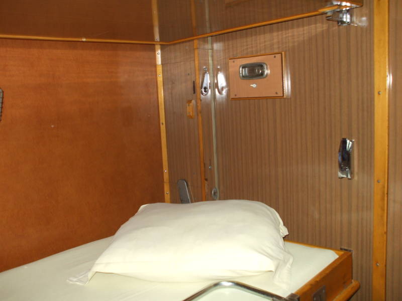 Bunk or berth inside a Bulgarian sleeper or pullman passenger car.