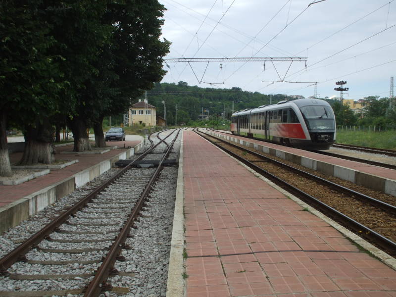 View to the south at the train station in Veliko Tarnovo, Bulgaria.