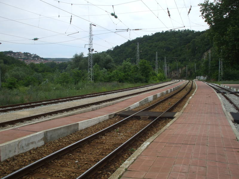 View to the north at the train station in Veliko Tarnovo, Bulgaria.