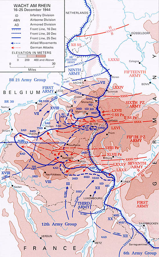 The German push west through the Ardennes, 16-25 December 1944