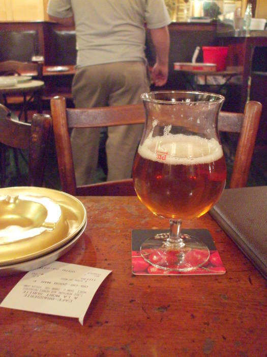 The house beer, lambic or gueuze, at À la Mort Subite cafe in Brussels.