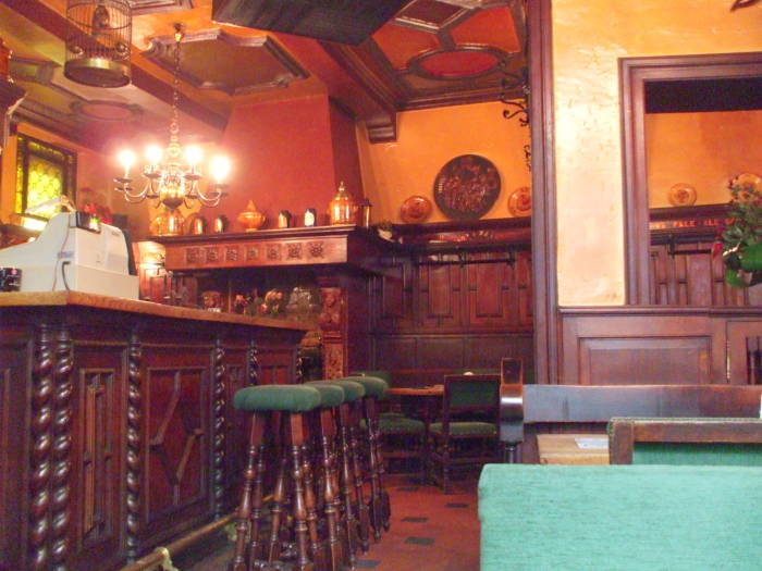 Interior of the Au Bon Vieux Temps cafe in Brussels.