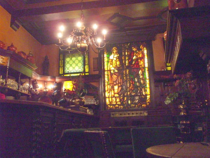 Interior of the Au Bon Vieux Temps cafe in Brussels.