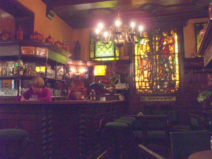 Interior of the Au Bon Vieux Temps cafe in Brussels.