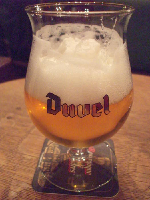 Duvel beer at the Au Bon Vieux Temps cafe in Brussels.