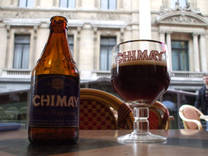 Chimay beer at a cafe next to the Bourse in Brussels.