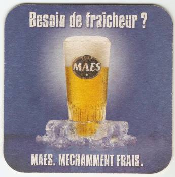 Maes Belgian beer coaster, the French side.