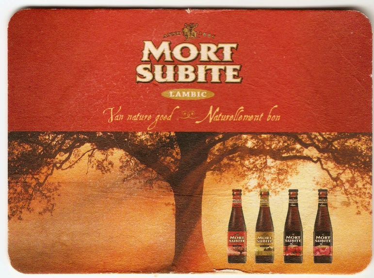 Mort Subite Belgian beer coaster, at À la Mort Subite cafe in Brussels.