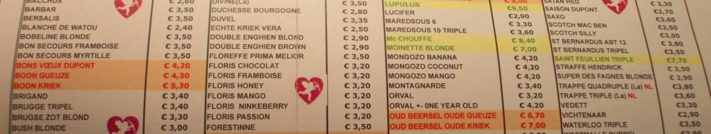 The enormous beer menu in the Delirium Tremens cafe in Brussels.