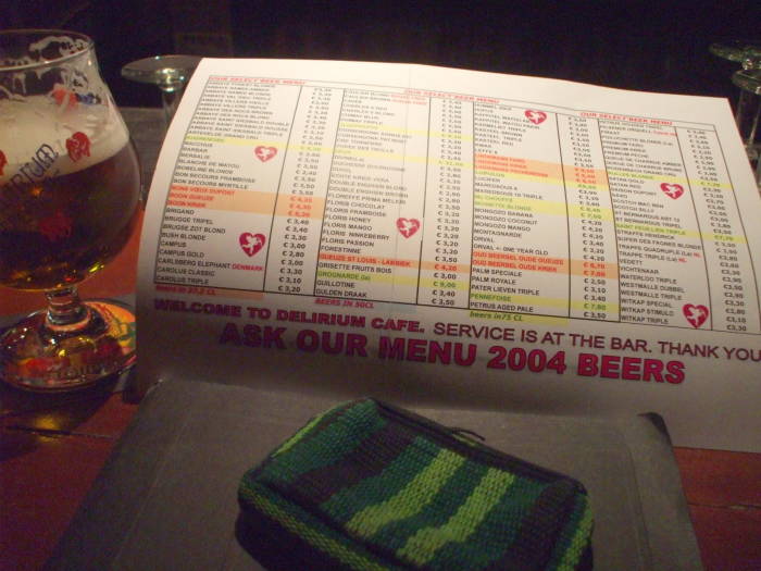 The enormous beer menu in the Delirium Tremens cafe in Brussels.