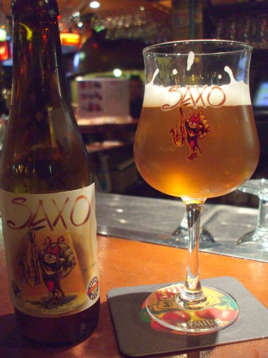 A Saxo beer in the Delirium Tremens cafe in Brussels.