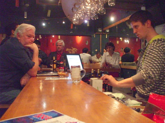 At the bar in the Hostel Jacques Brel in Brussels.