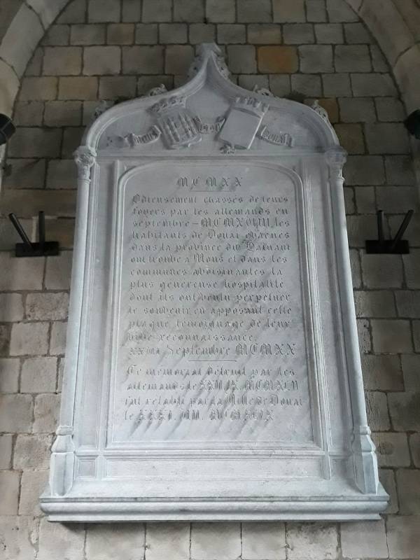 Memorial plaque in Mons.