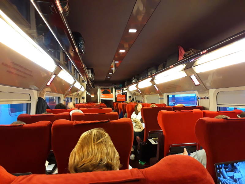 On board a Thalys high-speed train from Brussels to Paris.
