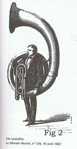 Saxtuba from Le Monde Illustre, 10 August 1867, and https://en.wikipedia.org/wiki/Saxtuba
