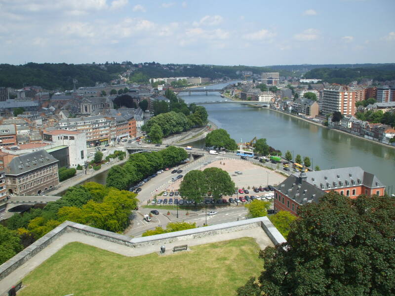 The citadel above Namur overlooks the Meuse and Smbre Rivers.