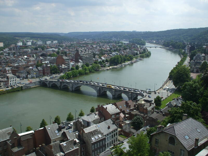 Looking up the Meuse River into the Ardennes.