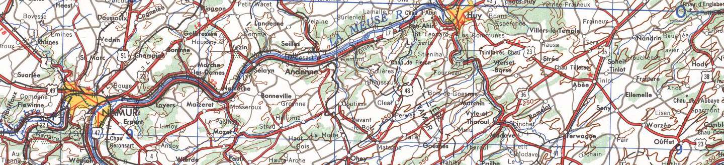 Map of Belgium showing Namur, NM31.