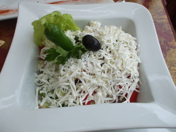Bulgarian shopska salata.