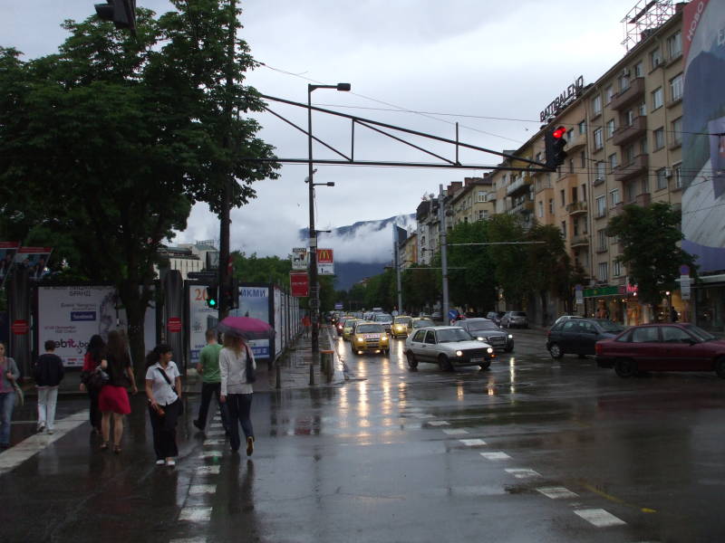 Vitosha Boulevard in Sofia, Bulgaria.