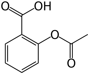 Acetylsalicylic acid molecule, from Wikipedia.