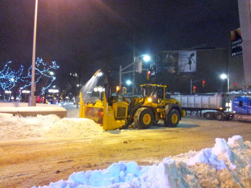 Snow-clearing equipment at work after a record one-day snowfall in Ottawa.