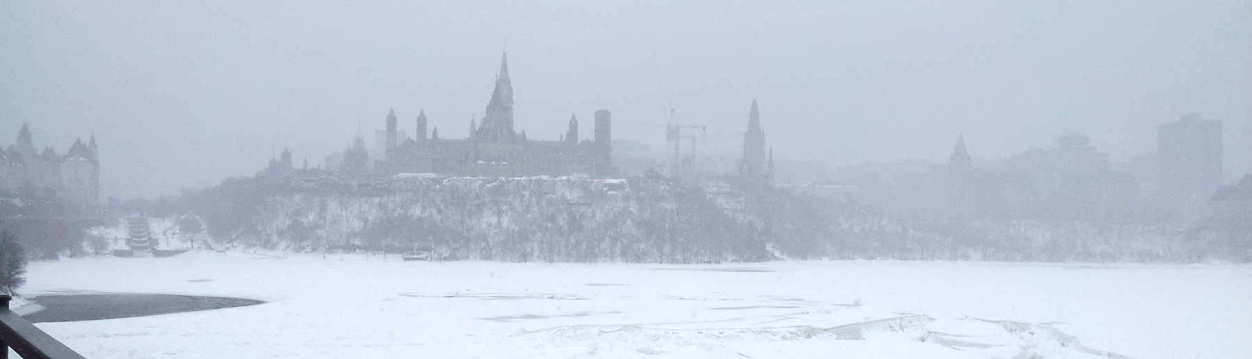 Parliament Hill in Ottawa, seen from the bridge to Gatineau.