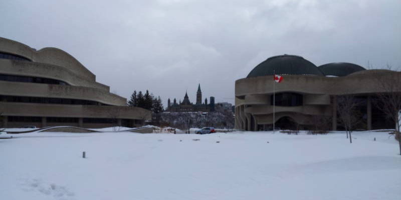 View of Parliament Hill from Canadian Museum of History, formerly the Canadian Museum of Civilization in Gatineau.