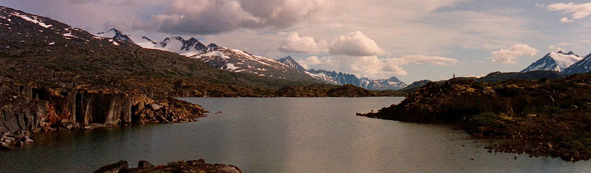 Mountains and lake in Yukon Territory.