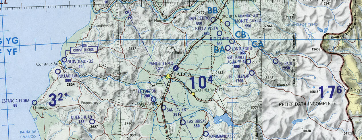 ONC map R-23 showing the Maule River valley.