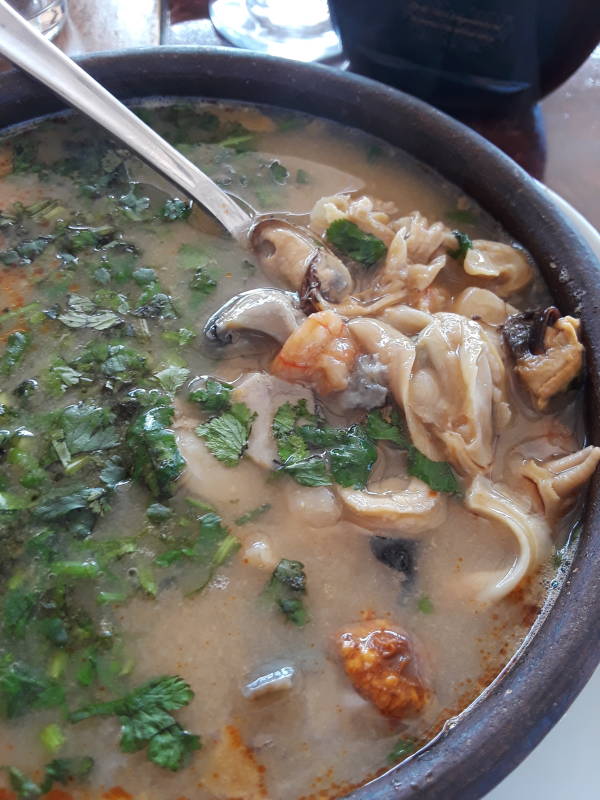 Seafood soup at the El Romane waterfront cafe in Coquimbo.