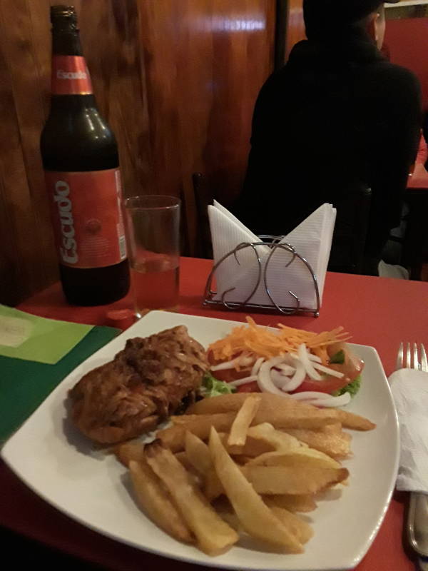 Late dinner near Plaza Brasil in Santiago