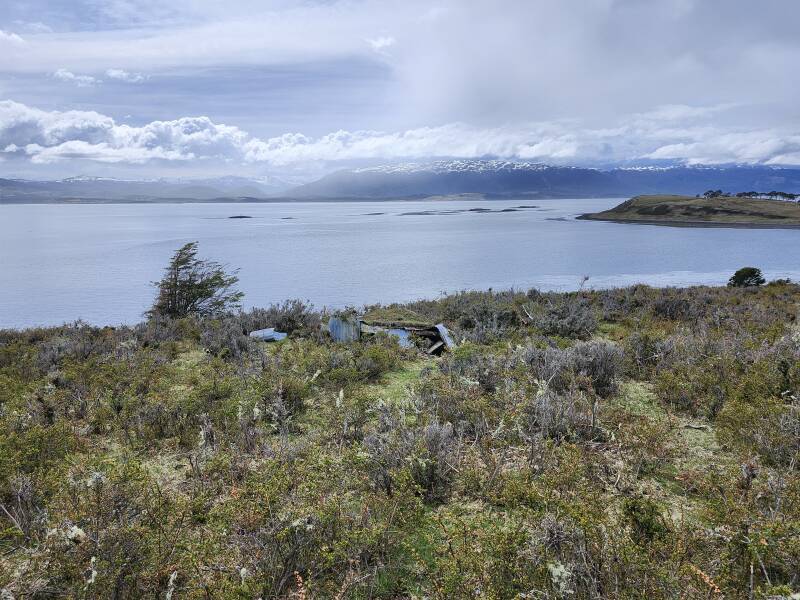 Remains of small sentry bunker with view across Beagle Channel to the Argentina side.