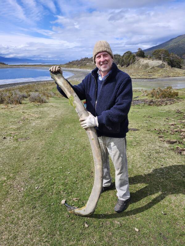 Arturo with a whale rib.