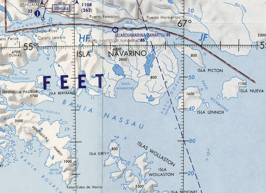 Section of 1:1,000,000 aeronautical chart ONC T-18.