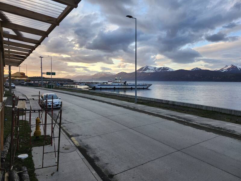 Ferry pulled in after crossing the Beagle Channel.