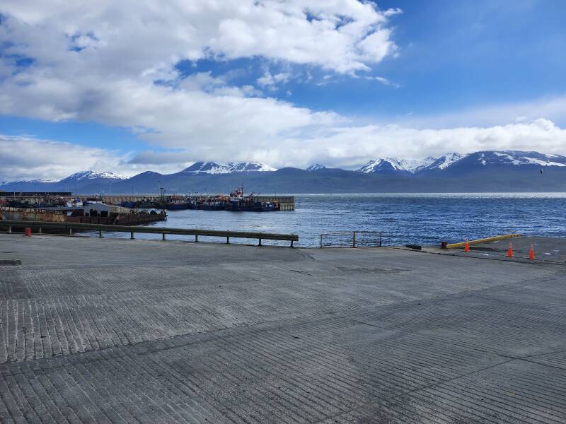 Past the ferry ramp.