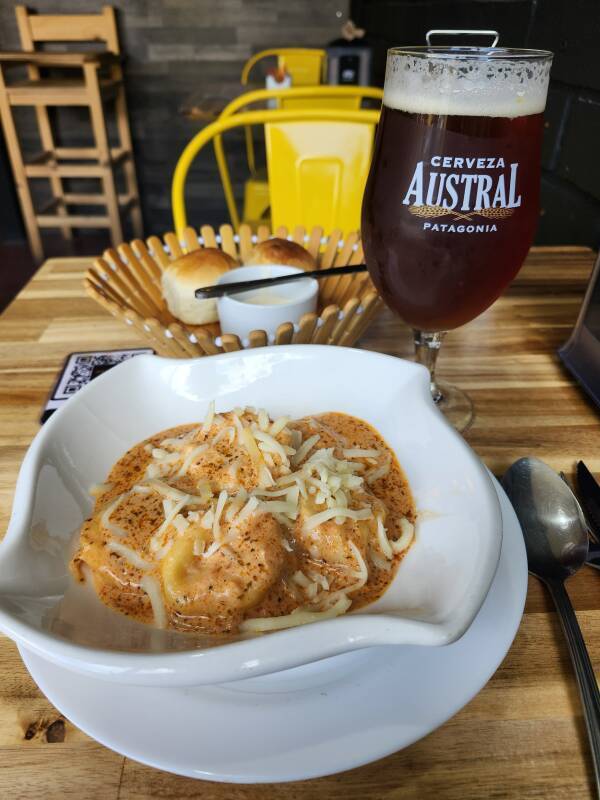 Large ravioli stuffed with centolla at Bistro del Sur.