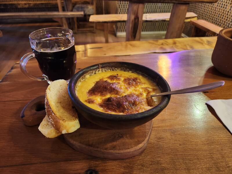 Centolla baked in creamy cheese sauce at Worus brew pub and restaurant.