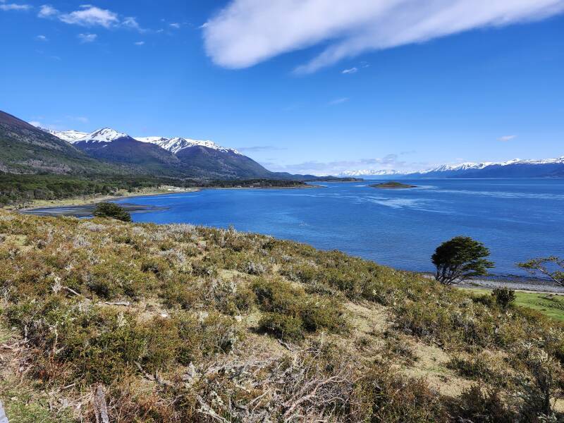 View west along Canal Beagle or Beagle Channel from Róbalo Battery.