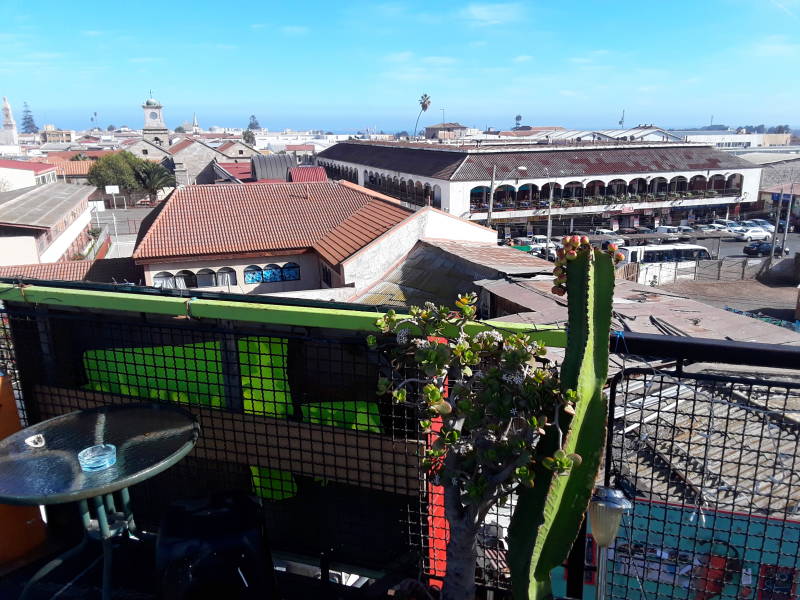 View over La Serena from the rooftop of Aji Verde Hostel.
