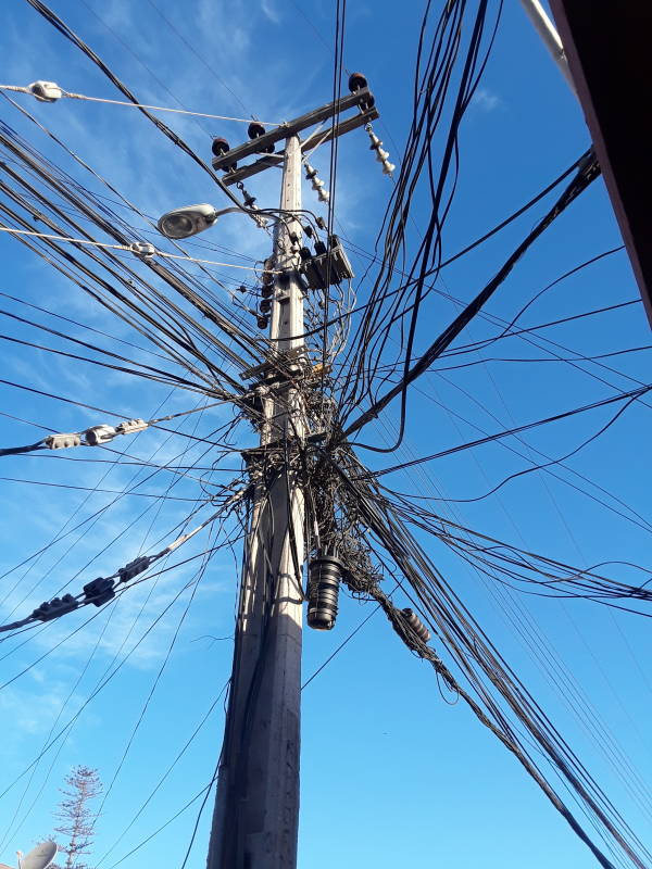 Wandering the neighborhoods of La Serena, Chile; tangled power lines.