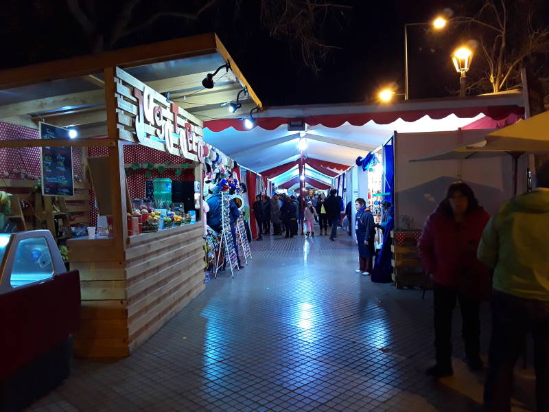 Wandering the neighborhoods of La Serena, Chile; eclipse market on Plaza de Armas in the evening.