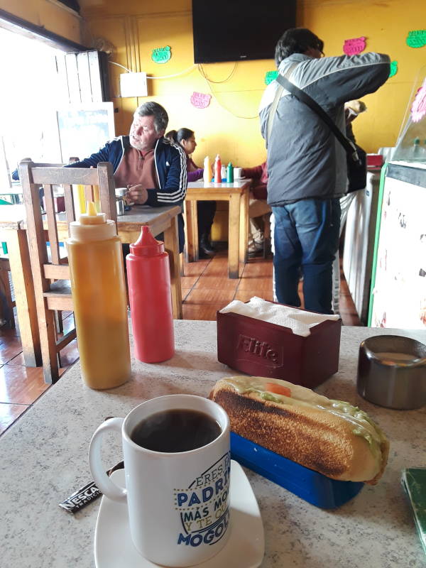 Breakfast at Mercado La Recova in La Serena, Chile.
